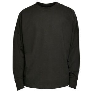 Build Your Brand Mens Cut-On Oversized Long-Sleeved T-Shirt / Black